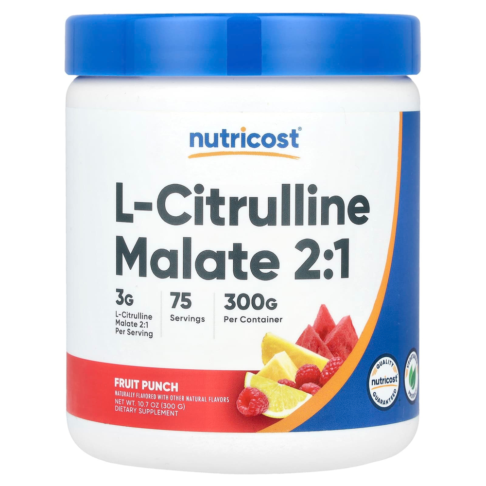 Nutricost, L-цитруллин малат 2: 1, фруктовый пунш, 300 г (10,7 унции)