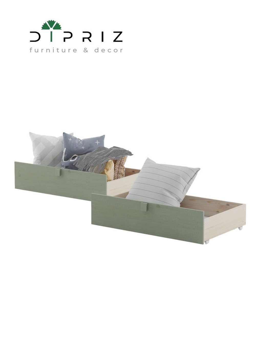 Ящики к кровати Carlos 90х200 на колесиках, зеленые