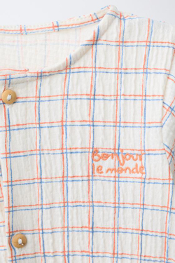 ZARA КОМБИНЕЗОН В КЛЕТКУ С ВЫШИВКОЙ, БЕЛЫЙ