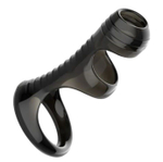 Черная рельефная насадка на пенис «Оки-Чпоки» - 8,4 см. (Цвет: черный)