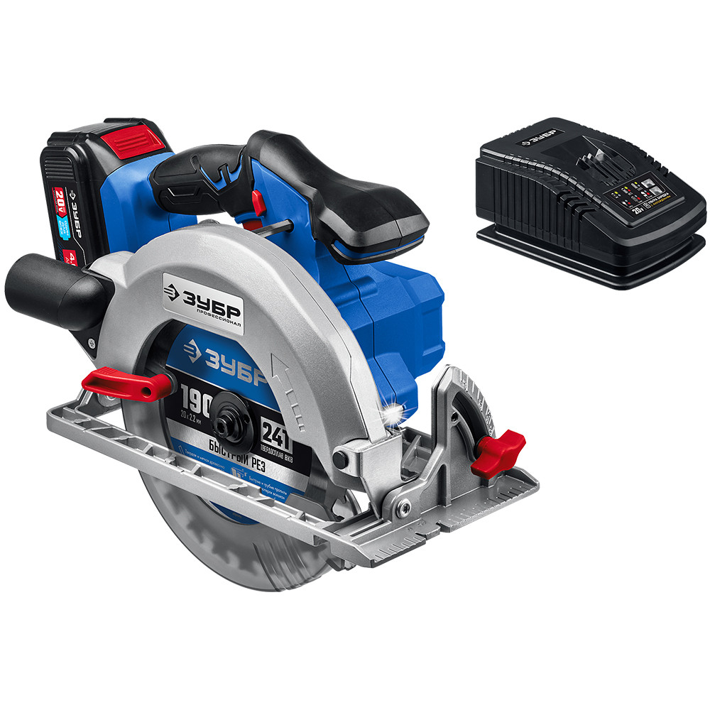 Пила циркулярная Зубр Профессионал CPB-190-41 аккумуляторная 190 мм 20 В 4 Ач