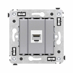 Компьютерная розетка RJ-45 без шторки в стену, кат.6 одинарная, "Avanti", "Закаленная сталь"