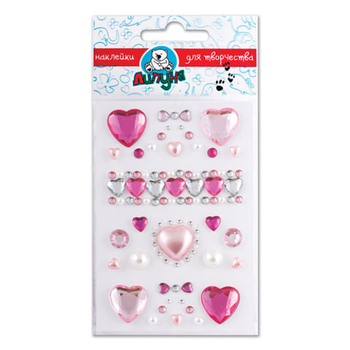 Наклейки "Хрустальные сердца и капельки", с европодвесом, ЛИП, RSS003