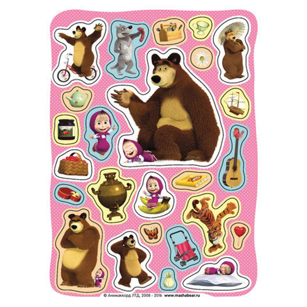 Альбом наклеек "100 наклеек. Маша и Медведь", зеленая, Росмэн, 30911