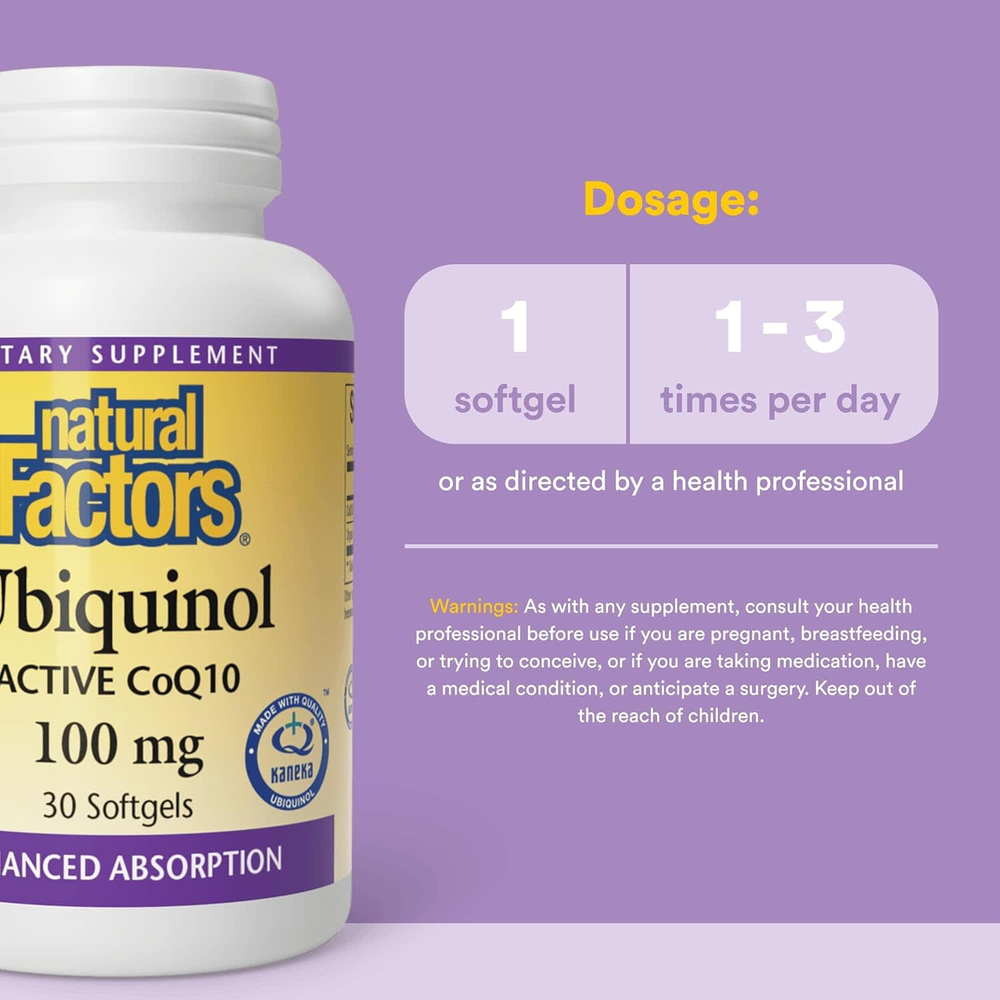 Natural Factors, убихинол, активный коэнзим Q10, 100 мг, 30 капсул