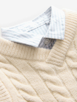 Рубашка и жилет вязаный в комплекте для мальчика Next K92-283, Молочный, Голубой