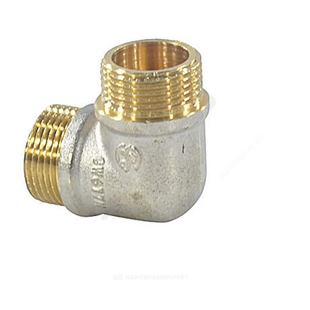 Угольник латунь никель реборда Ду 25 (1") НР/НР 9005 ГОСТ 32585-2013 Aquasfera 9005-03
