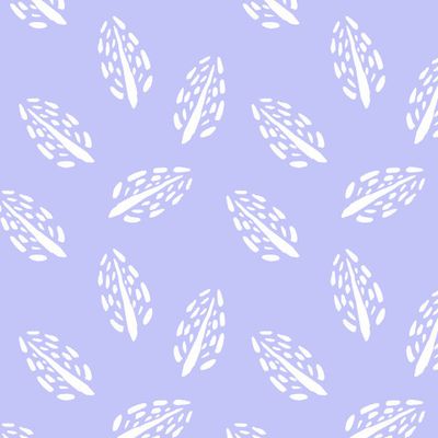 Купить ткань с сиреневым простым растительным рисунком белые листики Plain fabric print Leaves lilac
