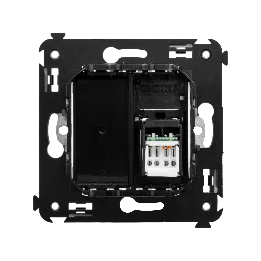 Компьютерная розетка RJ-45 в стену, кат.5e одинарная, "Avanti", "Черный квадрат"