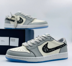 Кроссовки коллаборация Nike Air JORDAN 1 & DIOR SNEAKERS GREY