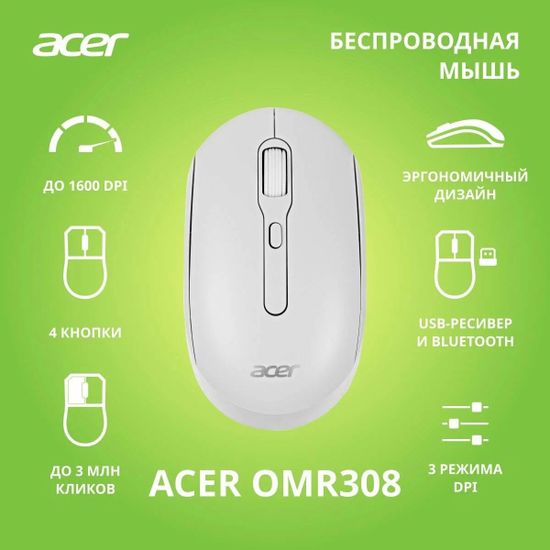 Мышь Acer OMR308, белый