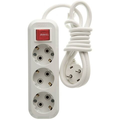 Удлинитель 3х5м с заземлением 16А IP20 с выклачателем Makel MGP 214