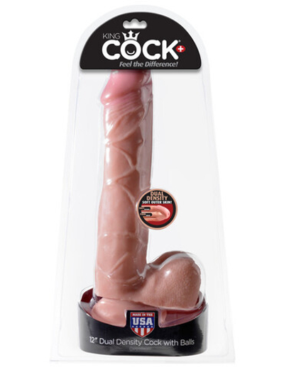 Реалистичный фаллос на присоске 12 ''Dual Density Cock with Balls (Цвет: телесный)