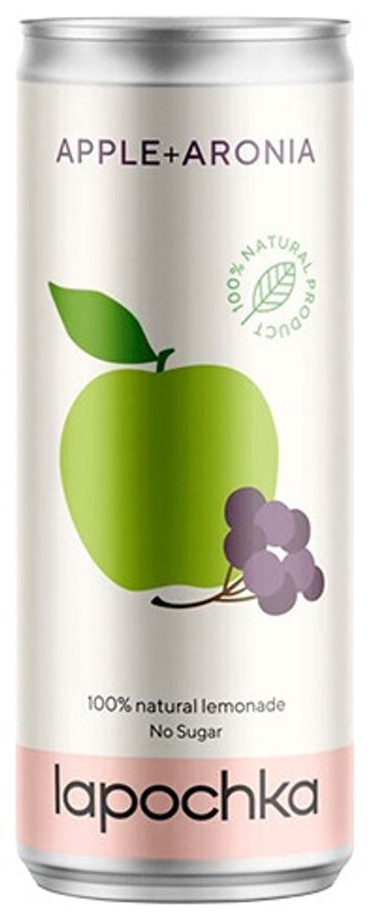 Газированный напиток Лапочка Яблоко + Арония / Lapochka Apple+Aronia 0.33 - банка