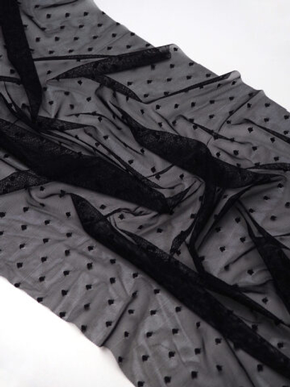 Сетка эластичная черная в горошек 5 мм метражом