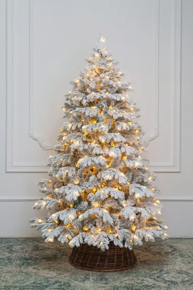 Искусственная елка Аляска заснеженная 180 см., 310 теплых белых LED ламп, литая+пвх, ЕлкиТорг (149180)