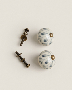 ZARA HOME МЕБЕЛЬНАЯ РУЧКА В ФОРМЕ ЦВЕТКА (НАБОР ИЗ 2 ШТ.), СИНИЙ