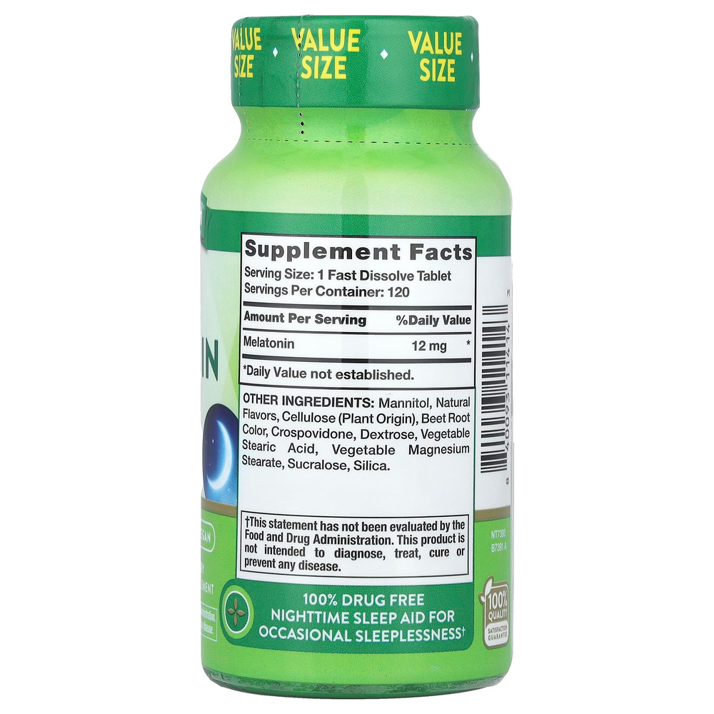 Nature's Truth, Мелатонин для сна, натуральные ягоды, 12 мг, 120 быстрорастворимых таблеток