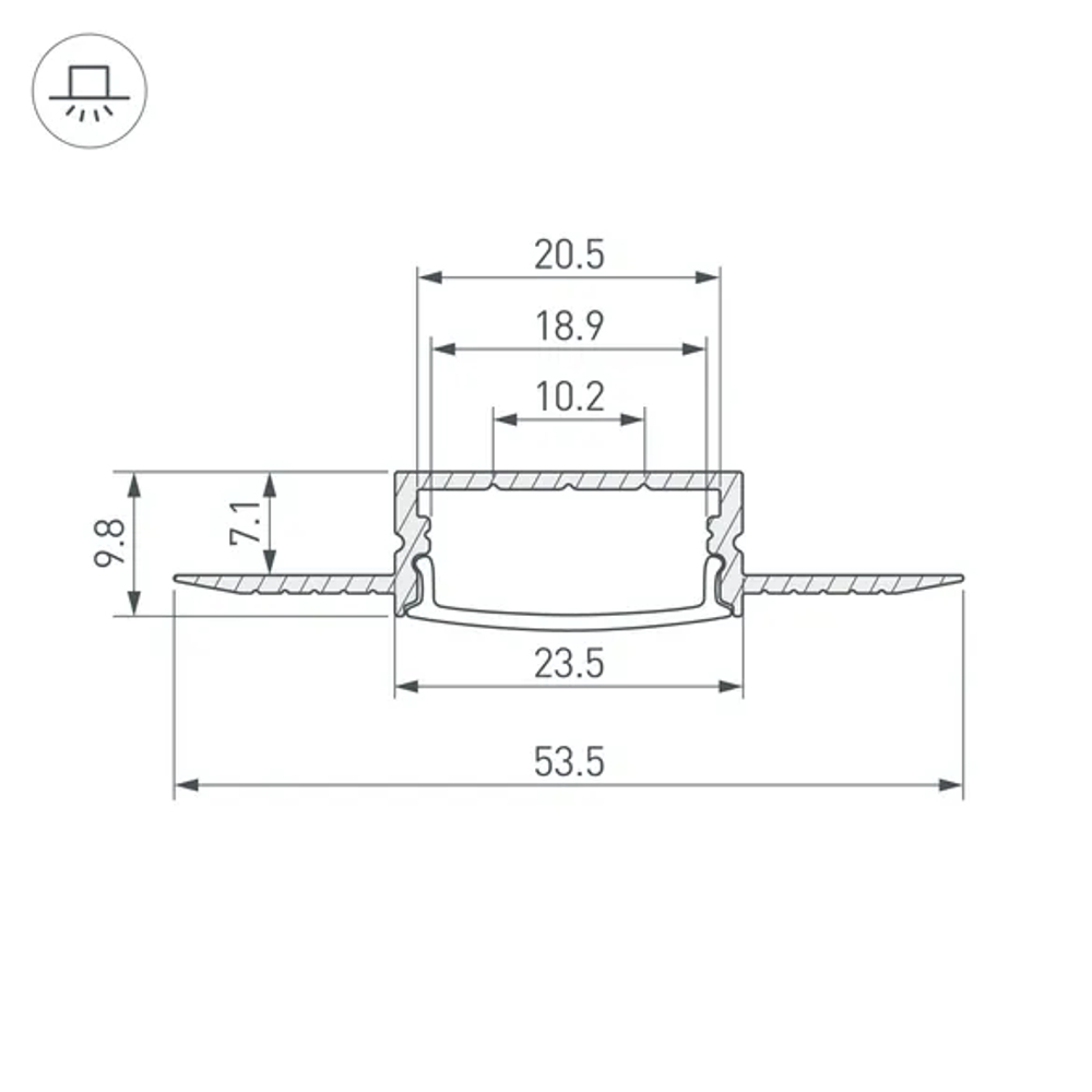 Профиль FANTOM-W20-H10-2000 ANOD (Arlight, Алюминий) 047360