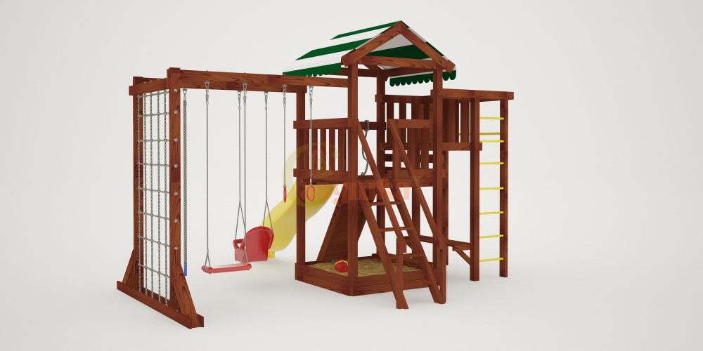 Детская площадка Савушка Мастер 4 с двумя горками зима+лето (с окраской)