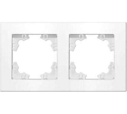 Рамка двухместная горизонтальная "UNIVersal" серия "Афина" белая (еврослот) (HU2312)