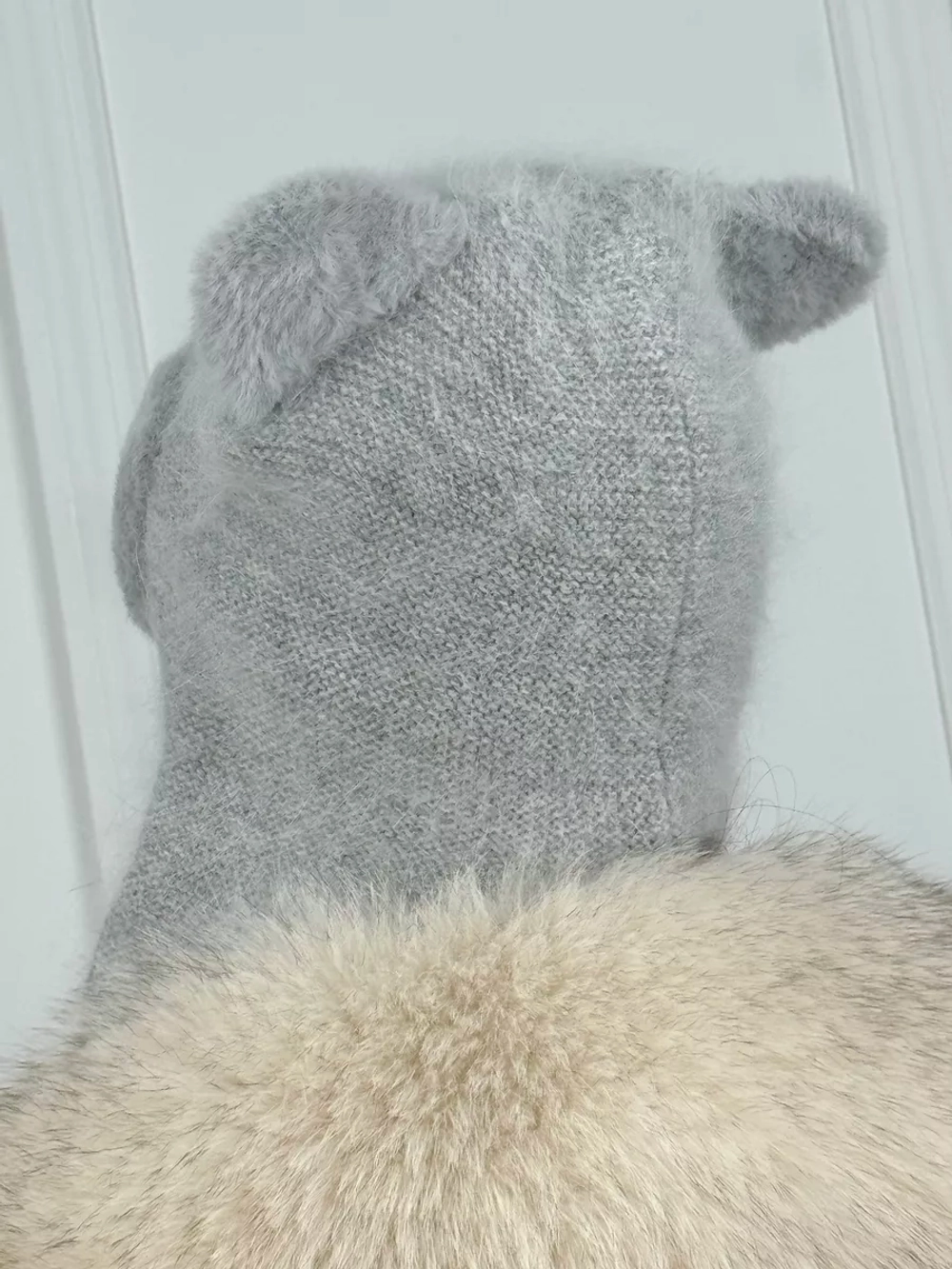 шапка зимняя вязаная с ушками ангора