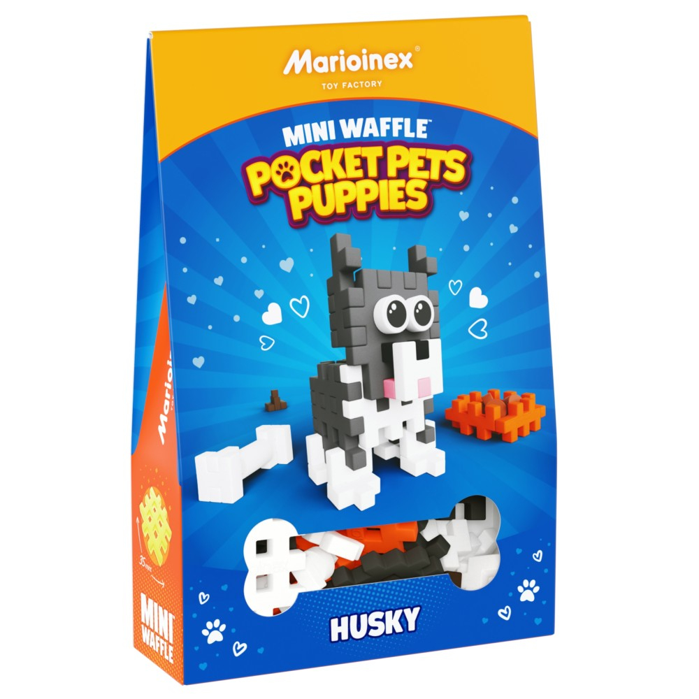 Marioinex - Мини-конструктор Waffle POCKET PETS PUPPIES Хаски 44 элемента. 907917