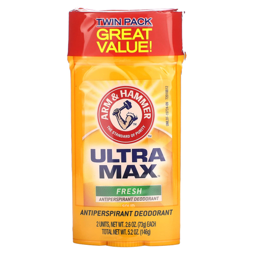 Arm & Hammer, UltraMax, твердый дезодорант-антиперспирант, свежий, 2 упаковки по 73 г (2,6 унции)