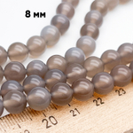 Халцедон серый бусины, диаметр около 8,2-8,3 мм, цена за 23-24 шт (1/2 нити)
