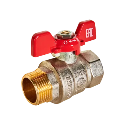 Кран шаровой полнопроходной ROMMER - 3/4" (ВР/НР, PN40, ручка-бабочка)