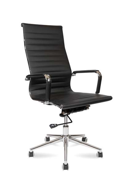 Кресло офисное Норден / Техно / хром / черная экокожа