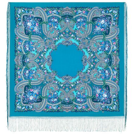 Павловопосадский платок Небесный 391-12