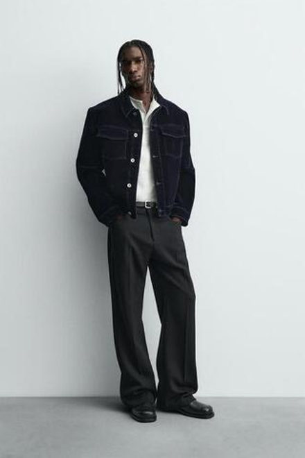 ZARA БРЮКИ FLARE FIT ИЗ САРЖИ, ЧЕРНЫЙ