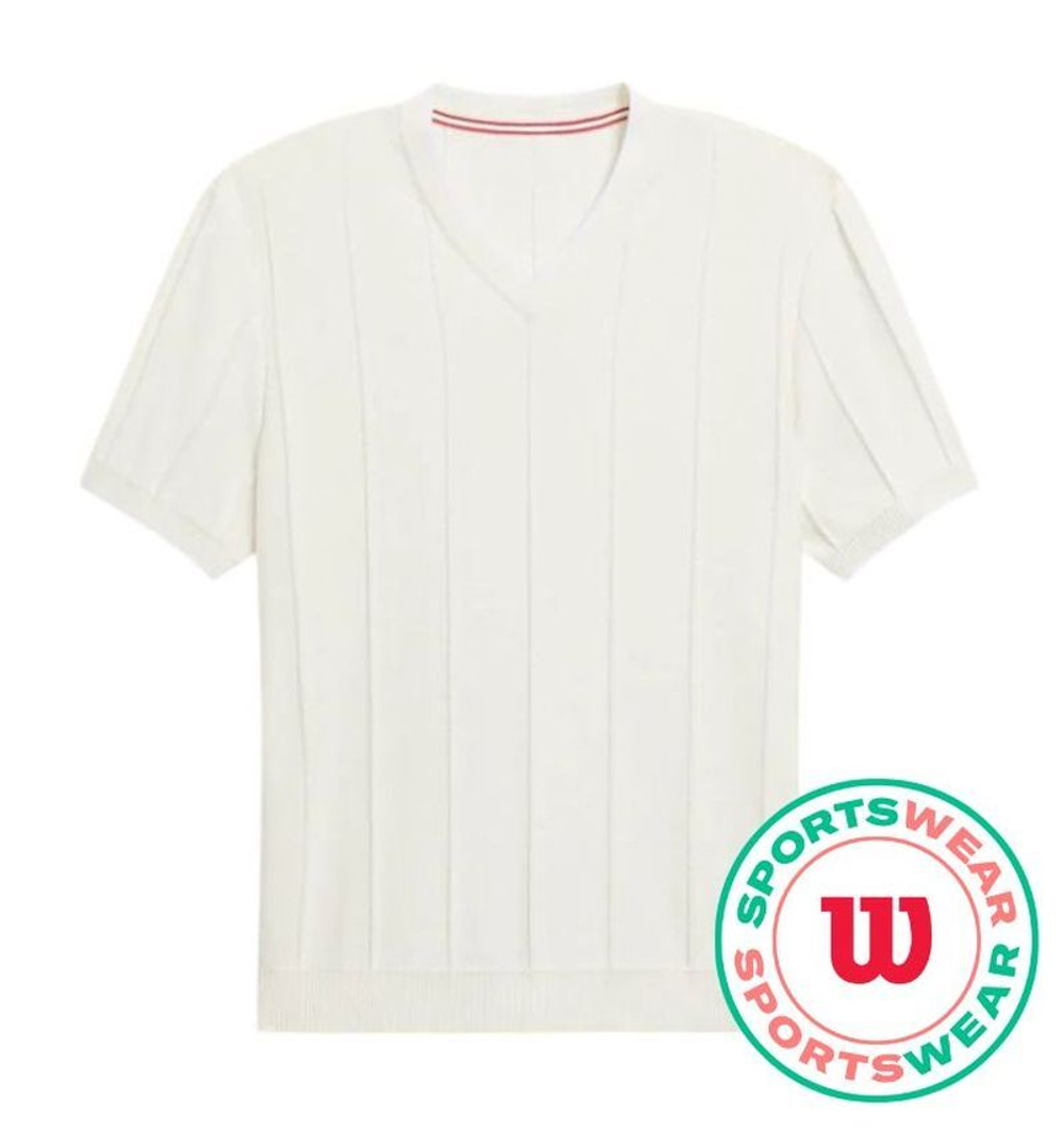 Мужская теннисная футболка Wilson Club Essex V-Neck - Бежевый