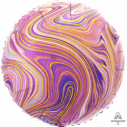 Шар "Фиолетово-розовый мраморный круг" 46 см