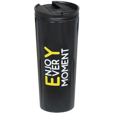 Термокружка нерж, 0.45 л, Daniks, чер, SL-NT014E-BLK-logo1