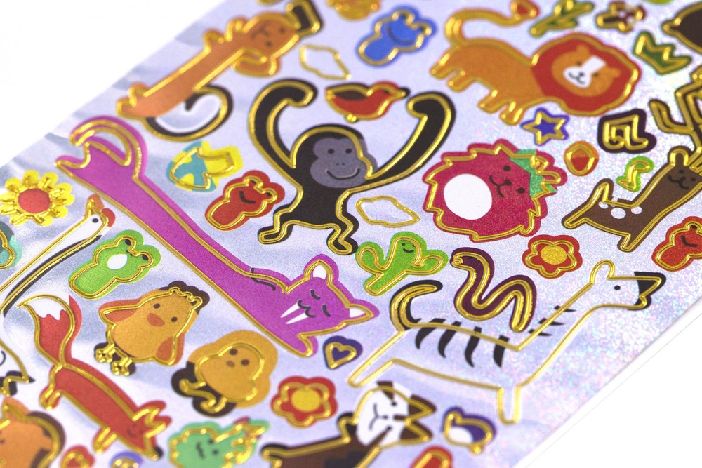 Наклейки детские Alingar, 10 см х 22,5 см, "Животные 3D" ассорти, ПВХ, голография, пакет с европодвесом