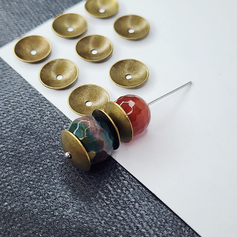 Шапочка для бусин, 12мм, античная бронза