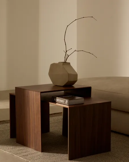 Litto Приставной столик из шпона ореха натурального цвета 55 x 40 см