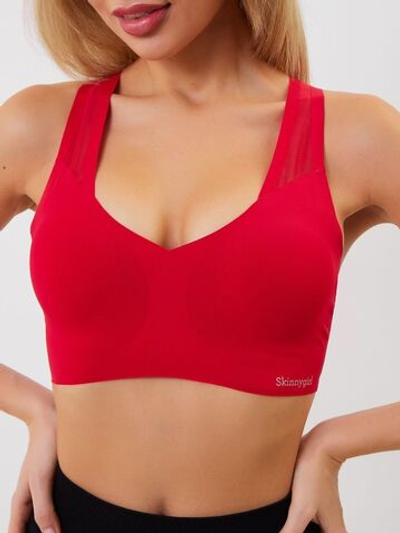 Бесшовный бюстгальтер-топ со спинкой-сеткой Laser Bra (Размер: L) (Цвет: черный)