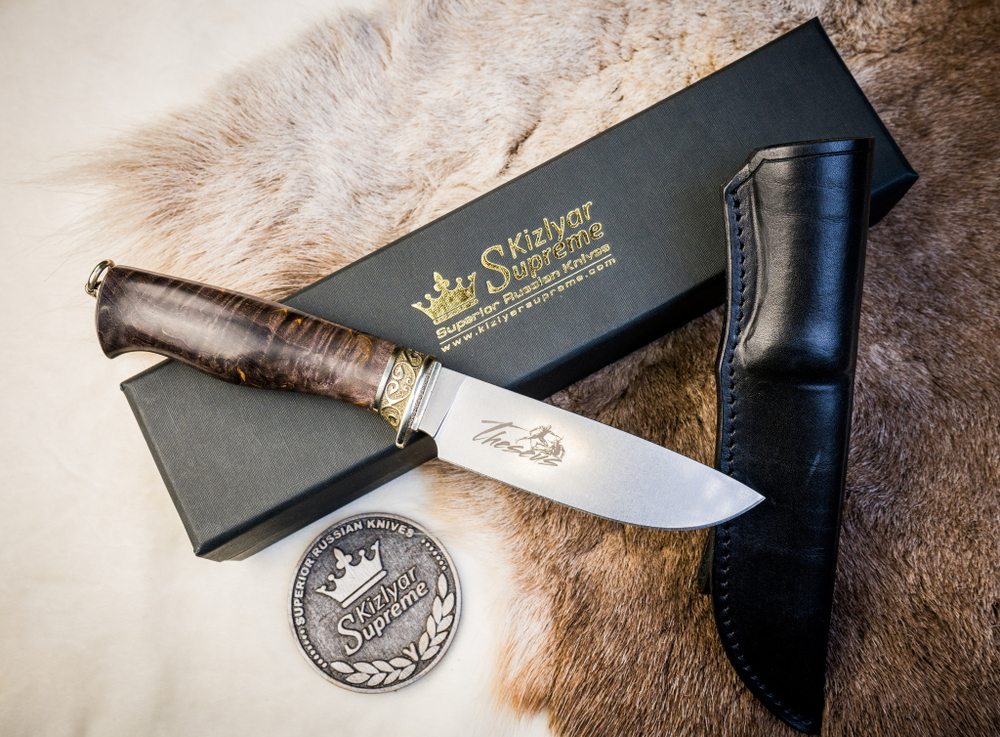 Охотничий нож Theseus M390 Satin темная рукоять