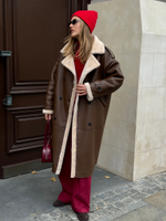 Дубленка миди шоколад