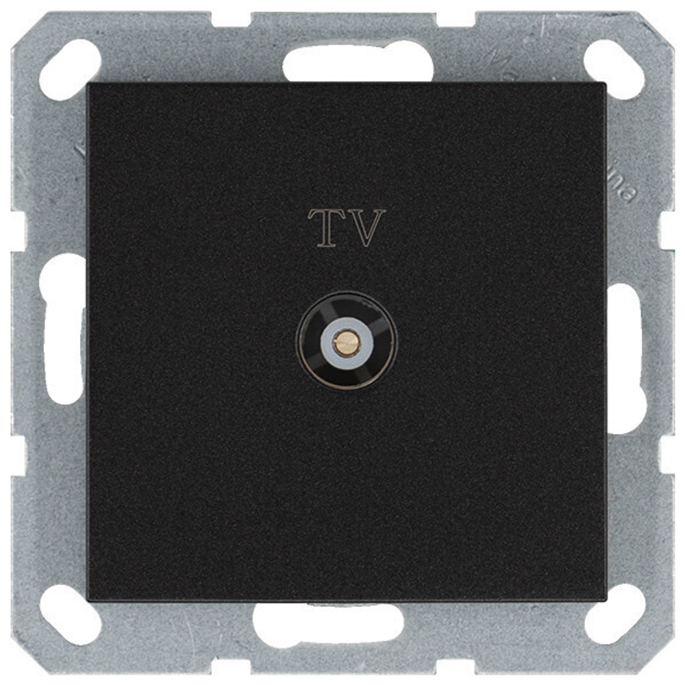 Розетка TV Φ9.5mm проходная с накладкой, цвет Антрацит