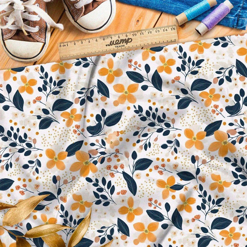Ткань премиум флис лесные цветы