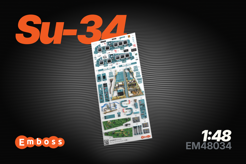 Су-34 Детали кабины для модели KittyHawk/Zimi model 1:48 EM48034 (3D декаль)