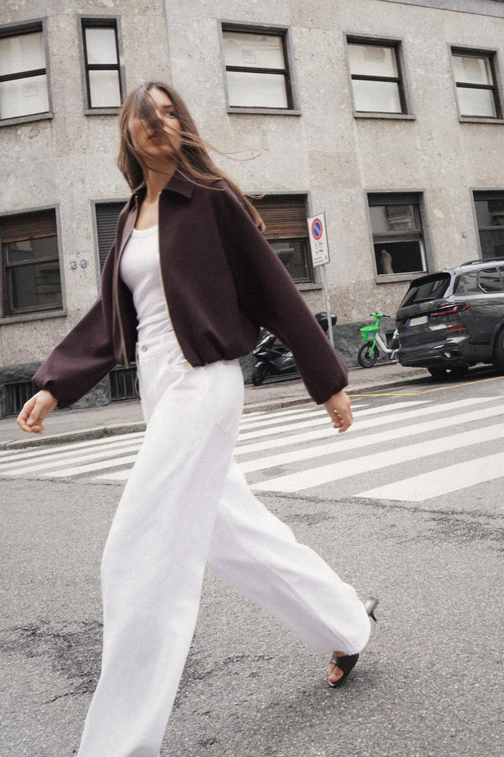 ZARA КУРТКА С ЗАСТЕЖКОЙ-МОЛНИЕЙ, КОРИЧНЕВЫЙ