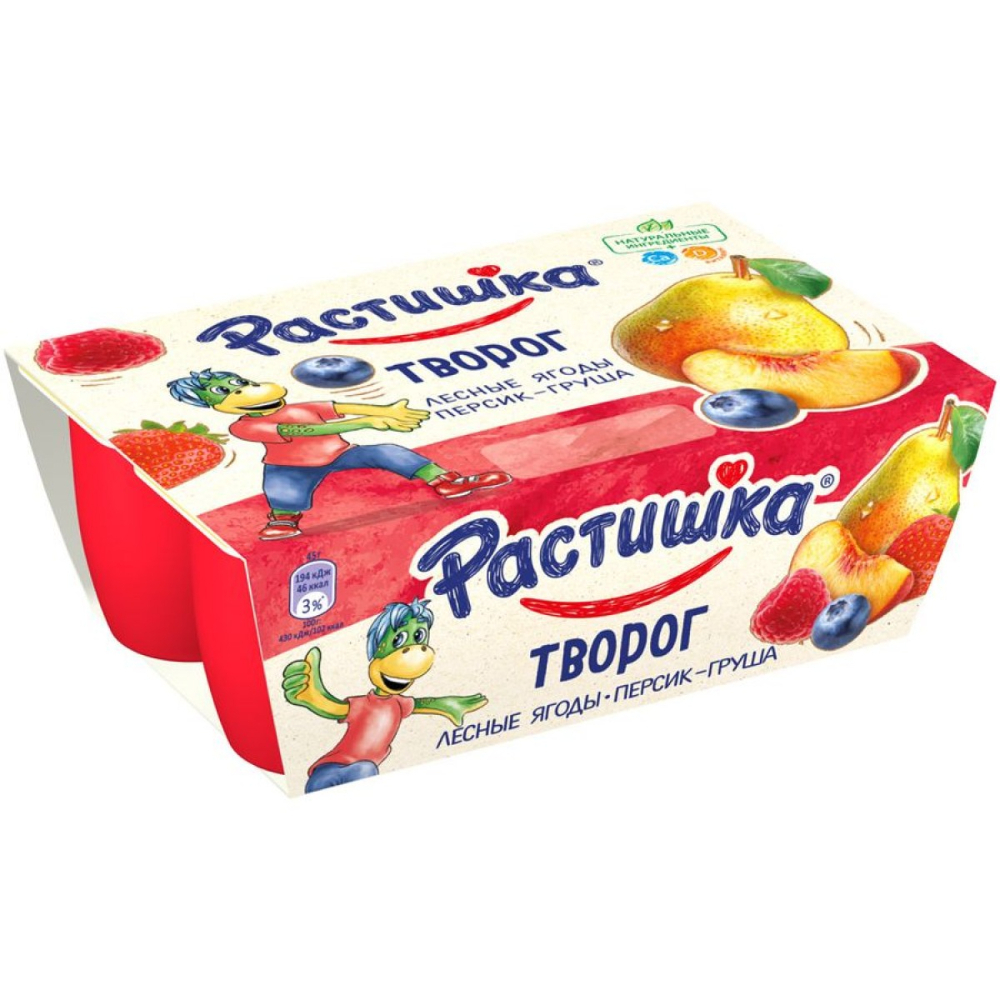 Творожок Растишка персик груша 270 гр