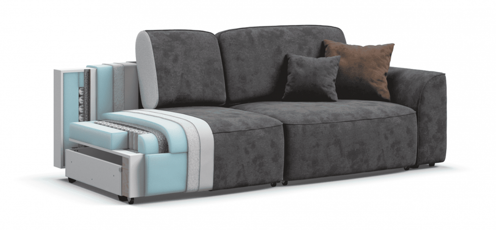 Диван Кинг Велюр Алькантара серый