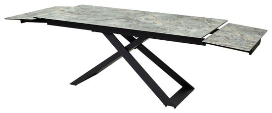 Стол LIVORNO 180 KL-170 MALACHITE, итальянская керамика/ черный каркас