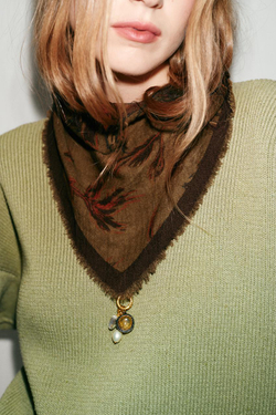 ZARA БАНДАНА С ЦВЕТОЧНЫМ ПРИНТОМ, СВЕТЛО-КОРИЧНЕВЫЙ